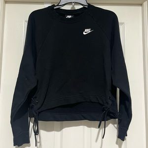 Black Nike Cropped Crewneck Sweatshirt with Ties on the Side
